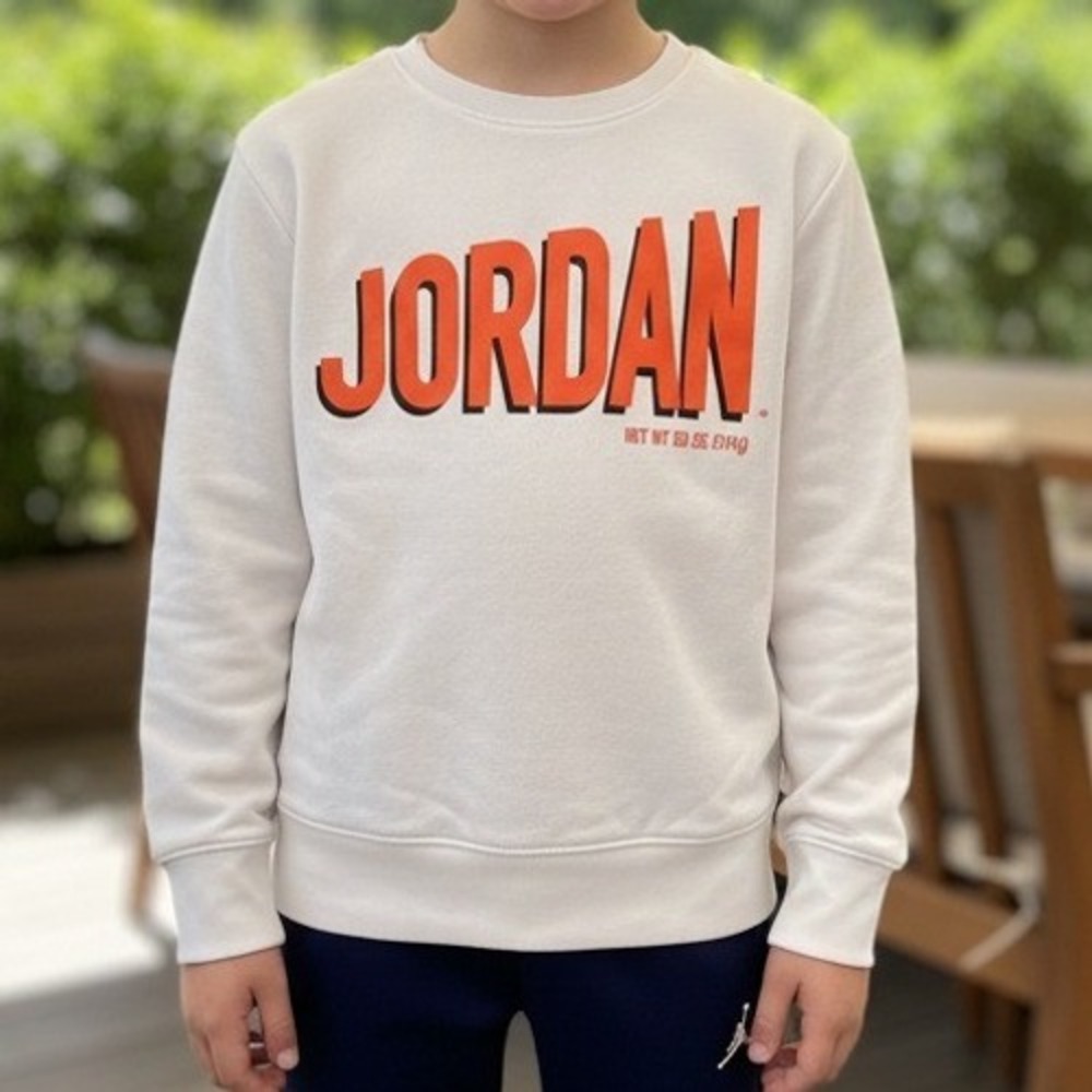 Jordan Wheaties Box‎ Boys Graphic Crewneck Sweatshirt Orange Logo Size M 10-12